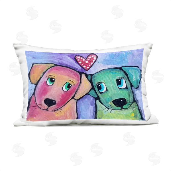 Stupell Industries Nettie Price | Vivid Pink & Green Puppy Love Printed Throw Pillow