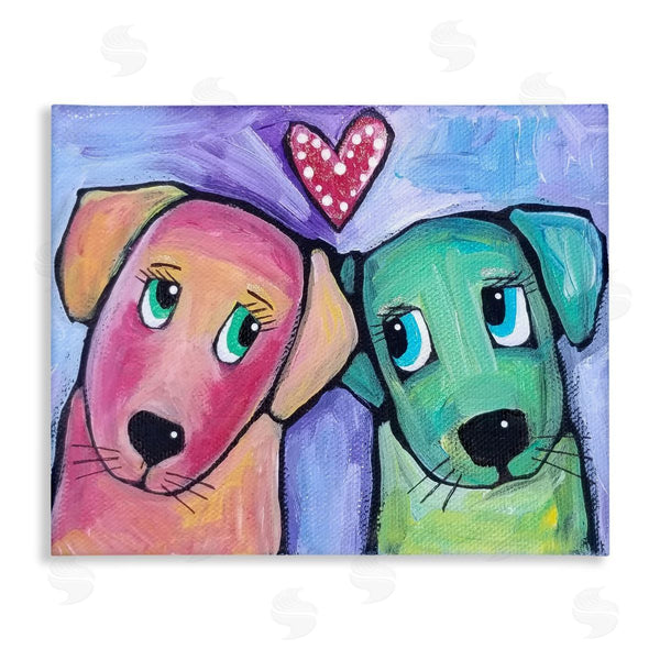 stupell industries Nettie Price | Vivid Pink & Green Puppy Love