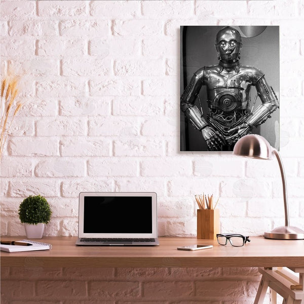 Stupell Industries Nice Nshuti | Iconic Robot Science Fiction Character Black White Wall Art