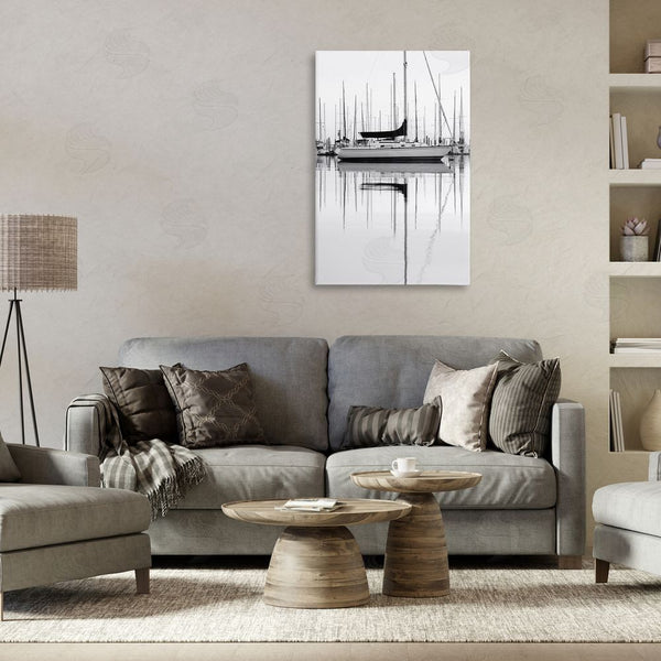 Stupell Industries Nicholas Bell | Monochrome Boat Harbor Wall Art