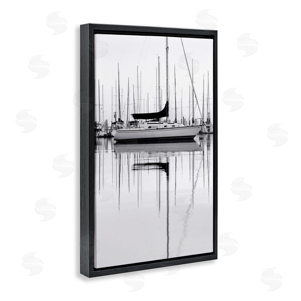 Stupell Industries Nicholas Bell | Monochrome Boat Harbor Wall Art