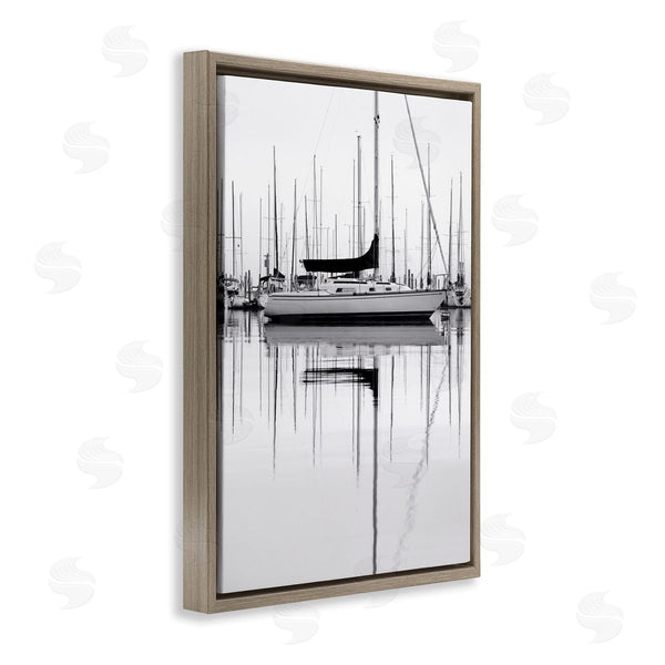 Stupell Industries Nicholas Bell | Monochrome Boat Harbor Wall Art