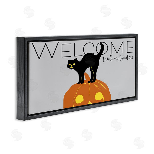 Stupell Industries Nicholas Biscardi | Welcome Trick Or Treaters Halloween Cat Pumpkin