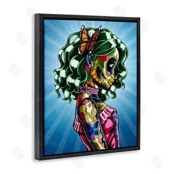 Stupell Industries Nicholas Ivins | Bold Style Detailed Tattooed Girl Green Hair Butterfly Wall Art