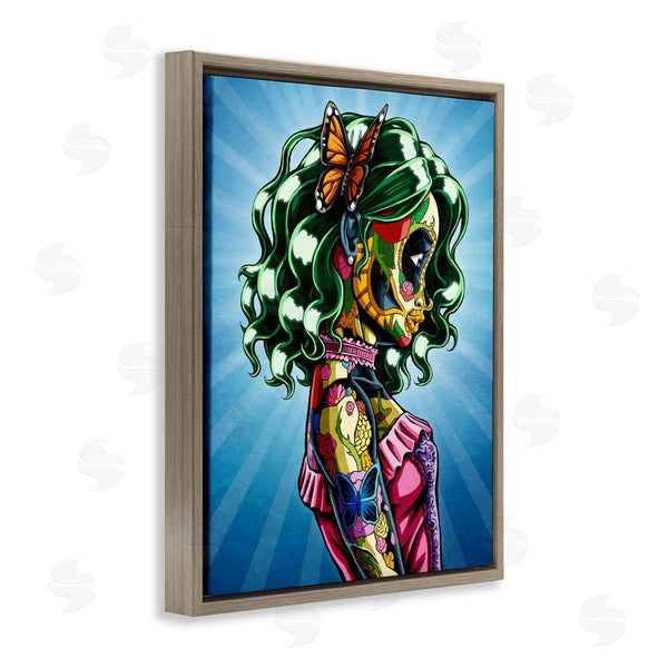 Stupell Industries Nicholas Ivins | Bold Style Detailed Tattooed Girl Green Hair Butterfly Wall Art