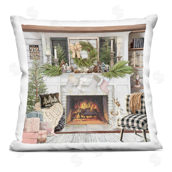 stupell industries Nicky Boehme | Cozy Christmas Mantel Stockings Printed Throw Pillow