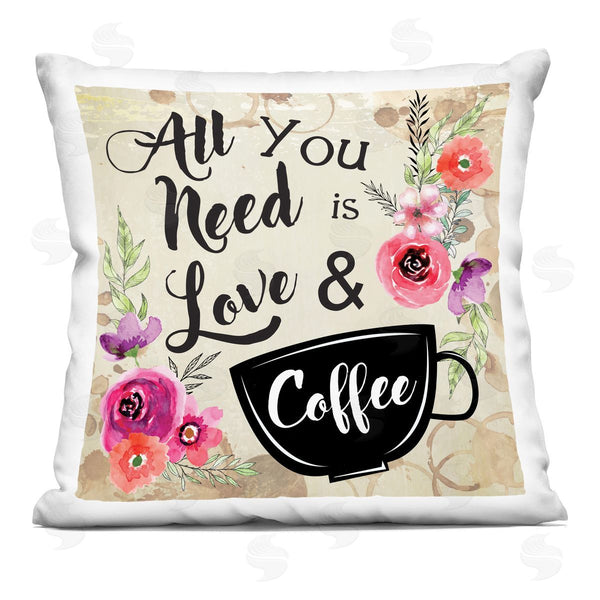 stupell industries Nicole DeCamp | All You Need Love & Coffee Floral Printed Throw Pillow