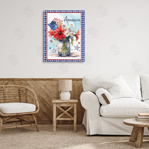 Stupell Industries Nicole DeCamp | America Bouquet With Flag Wall Art