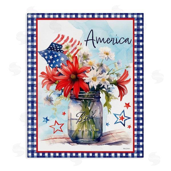 stupell industries Nicole DeCamp | America Bouquet with Flag Wall Art