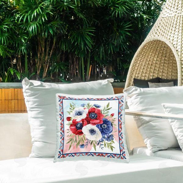 Stupell Industries Nicole DeCamp | Americana Poppy Bouquet Printed Throw Pillow