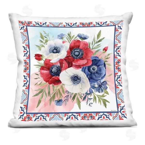 stupell industries Nicole DeCamp | Americana Poppy Bouquet Printed Throw Pillow