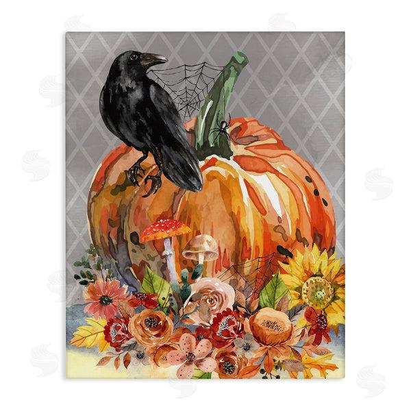 stupell industries Nicole DeCamp | Autumn Crow Pumpkin Botanicals Wall Art
