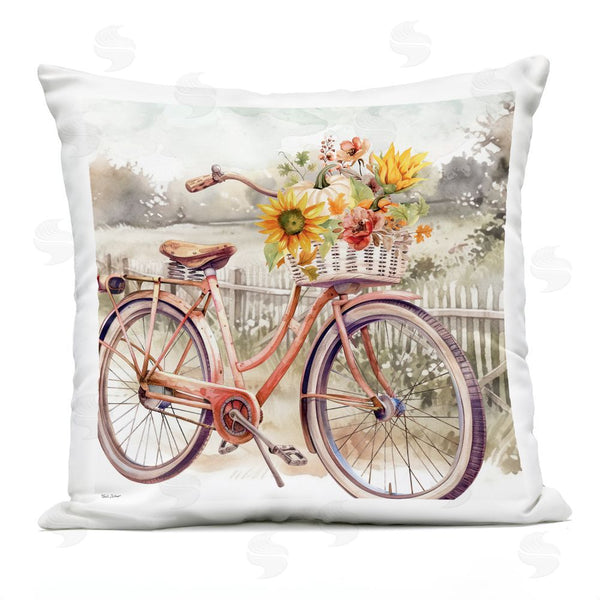 Stupell Industries Nicole DeCamp | Autumn Floral Bicycle Printed Throw Pillow