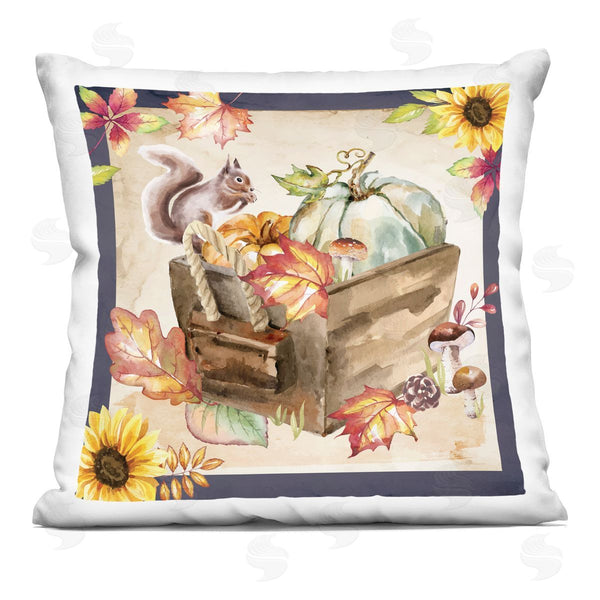 stupell industries Nicole DeCamp | Autumn Leaves Squirrel Perched Printed Throw Pillow