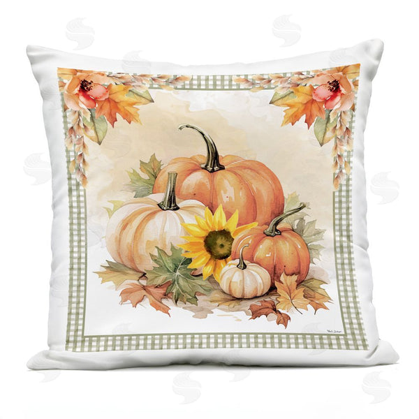 Stupell Industries Nicole DeCamp | Autumn Pumpkins Floral Border Printed Throw Pillow
