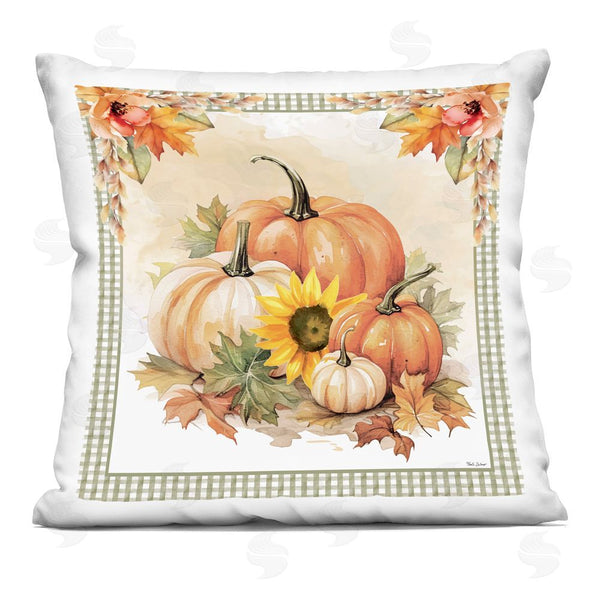 stupell industries Nicole DeCamp | Autumn Pumpkins Floral Border Printed Throw Pillow