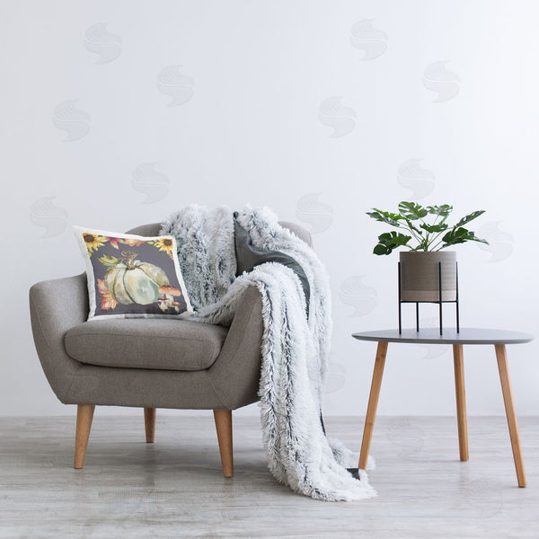 Stupell Industries Nicole DeCamp | Autumnal Sunflowers Woodland Mushrooms Printed Throw Pillow