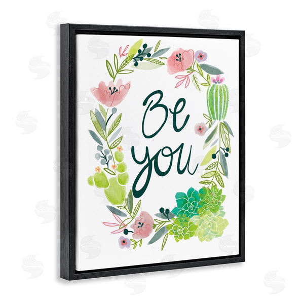 Stupell Industries Nicole DeCamp | Be You Phrase Western Dessert Cactus Flower Wreath Wall Art