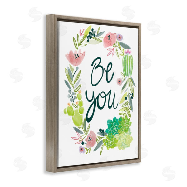 Stupell Industries Nicole DeCamp | Be You Phrase Western Dessert Cactus Flower Wreath Wall Art