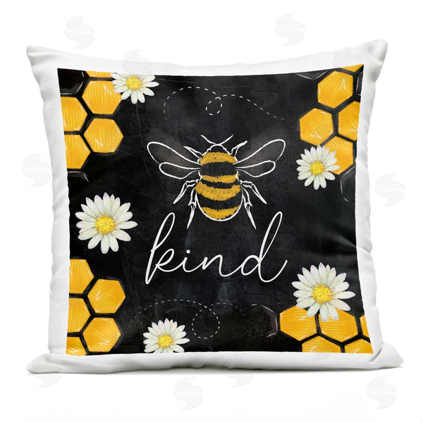 Stupell Industries Nicole DeCamp | Bee Kind Honeycomb Daisies Printed Throw Pillow