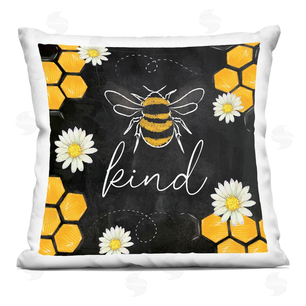 stupell industries Nicole DeCamp | Bee Kind Honeycomb Daisies Printed Throw Pillow