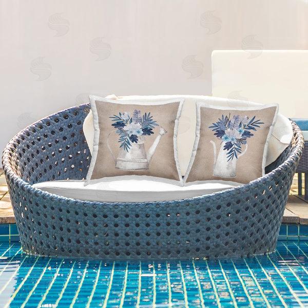 Stupell Industries Nicole DeCamp | Blue Country Bouquets Patterned Printed Throw Pillow Set