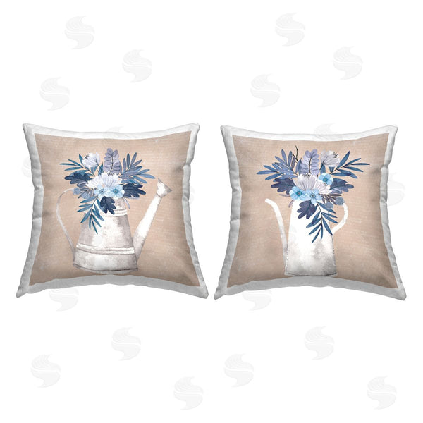 stupell industries Nicole DeCamp | Blue Country Bouquets Patterned Printed Throw Pillow Set