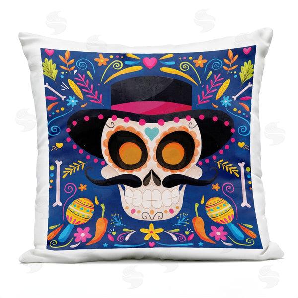 Stupell Industries Nicole DeCamp | Blue Day Of Dead Maracas Pattern Printed Throw Pillow