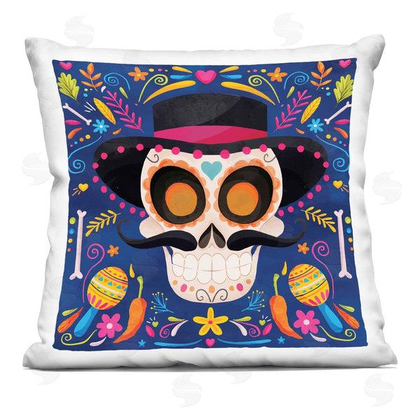 stupell industries Nicole DeCamp | Blue Day Of Dead Maracas Pattern Printed Throw Pillow