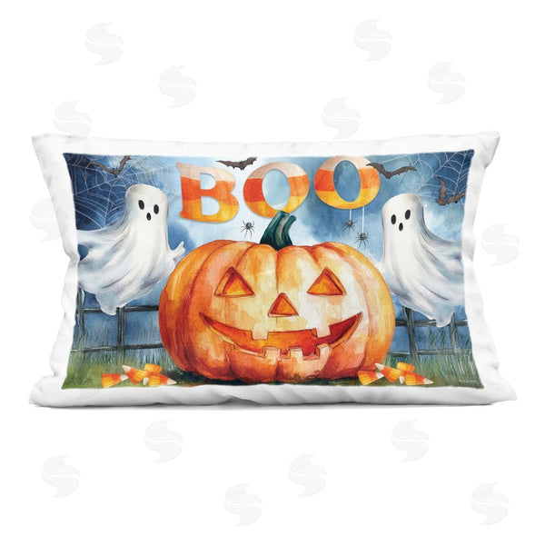 stupell industries Nicole DeCamp | Boo Ghosts & Jack-o-Lantern Printed Throw Pillow