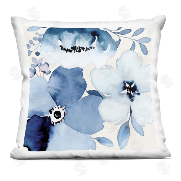 stupell industries Nicole DeCamp | Budding Blue Flowers Leaves Printed Throw Pillow