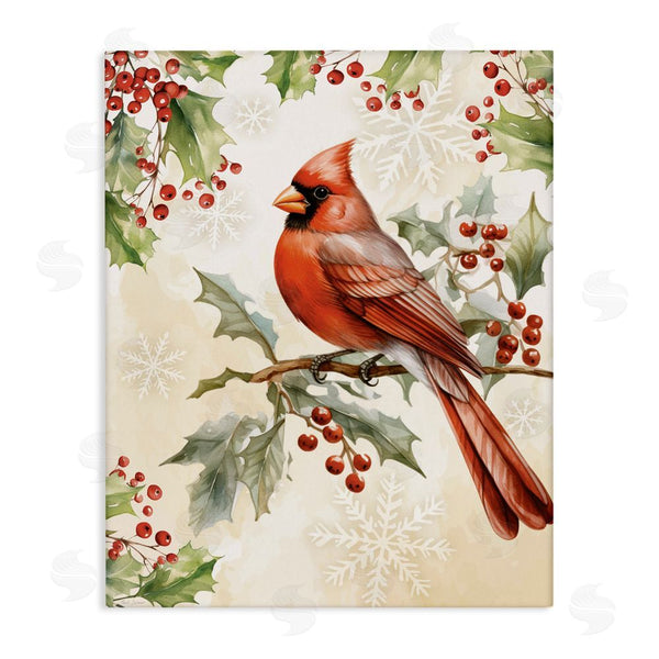 stupell industries Nicole DeCamp | Cardinal on Holly Branch