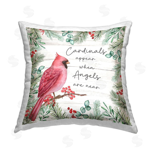 stupell industries Nicole DeCamp | Cardinals & Angels Phrase Printed Throw Pillow
