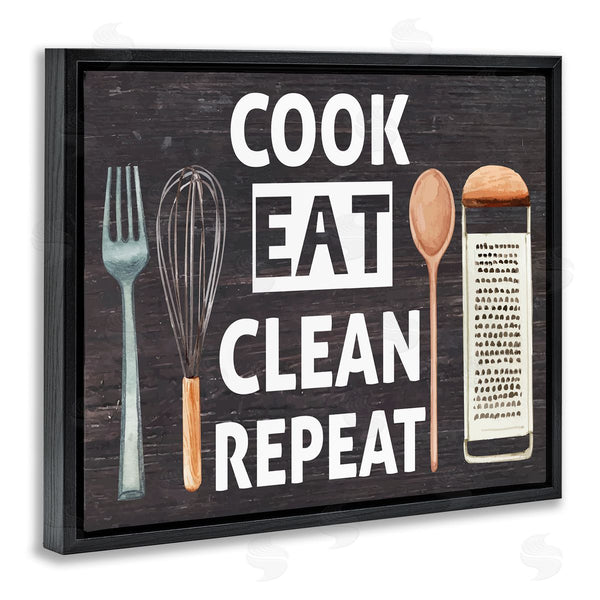 Stupell Industries Nicole DeCamp | Cook Eat Clean Repeat Phrase Wall Art