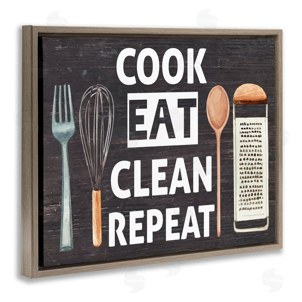 Stupell Industries Nicole DeCamp | Cook Eat Clean Repeat Phrase Wall Art