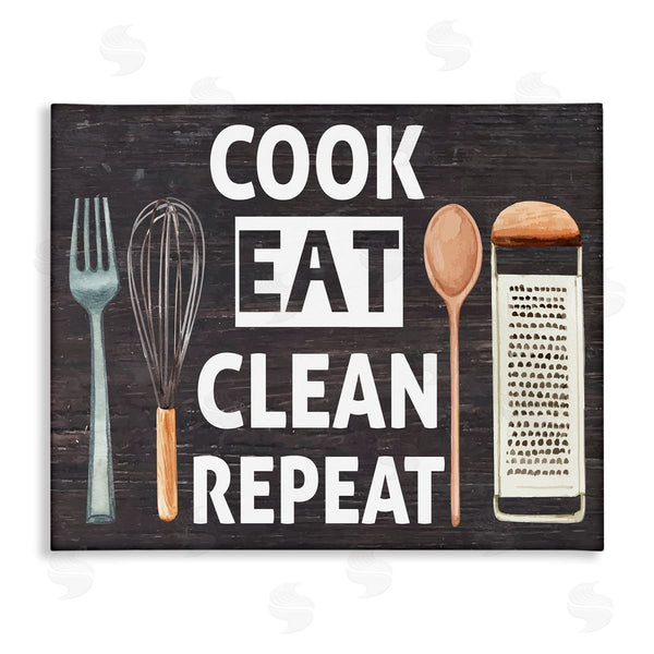 stupell industries Nicole DeCamp | Cook Eat Clean Repeat Phrase Wall Art