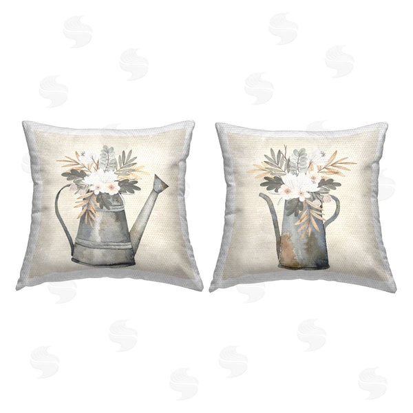 Stupell Industries Nicole DeCamp | Country Flower Bouquet Tins Printed Throw Pillow Set