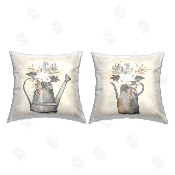 stupell industries Nicole DeCamp | Country Flower Bouquet Tins Printed Throw Pillow Set