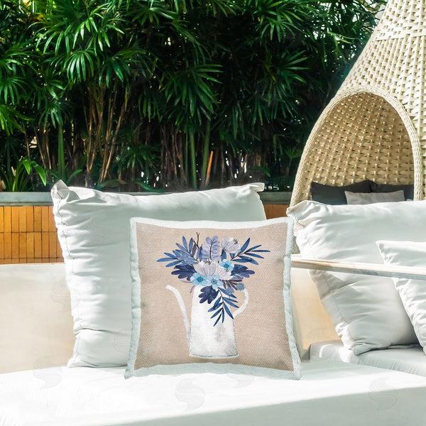 Stupell Industries Nicole DeCamp | Country Jug Blue Flowers Printed Throw Pillow