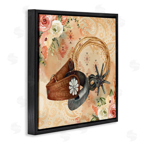 Stupell Industries Nicole DeCamp | Cowboy Spurs Floral Roses Wall Art