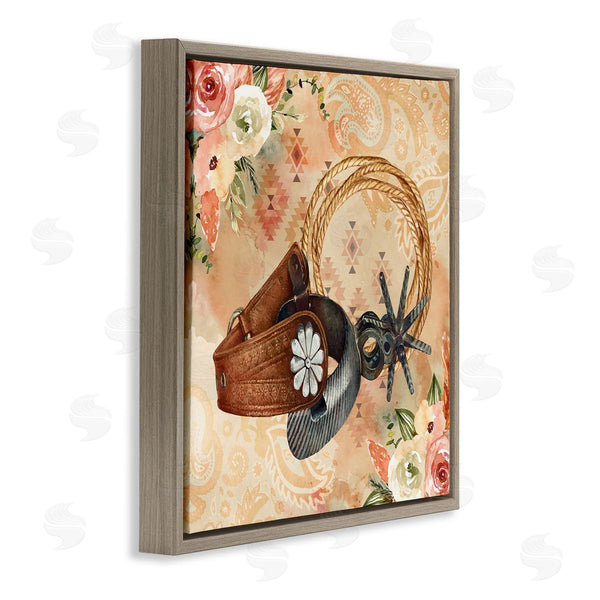 Stupell Industries Nicole DeCamp | Cowboy Spurs Floral Roses Wall Art
