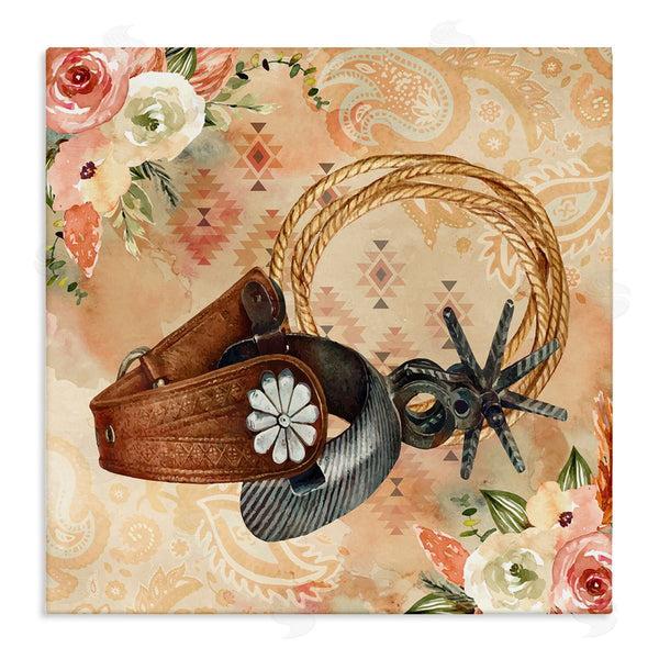 stupell industries Nicole DeCamp | Cowboy Spurs Floral Roses Wall Art