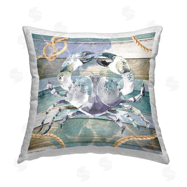 Stupell Industries Nicole DeCamp | Crab & Nautical Rope Printed Throw Pillow