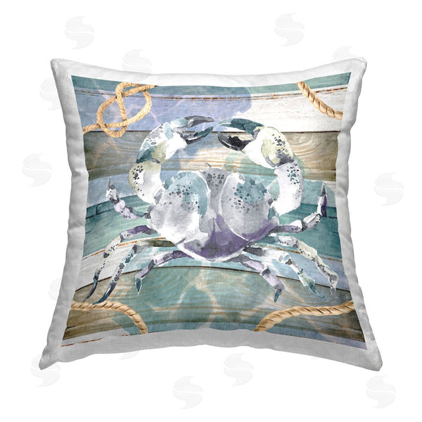 stupell industries Nicole DeCamp | Crab & Nautical Rope Printed Throw Pillow