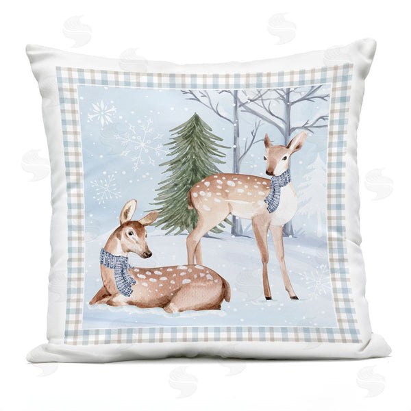 Stupell Industries Nicole DeCamp | Deer Wildlife Winter Gingham Printed Throw Pillow