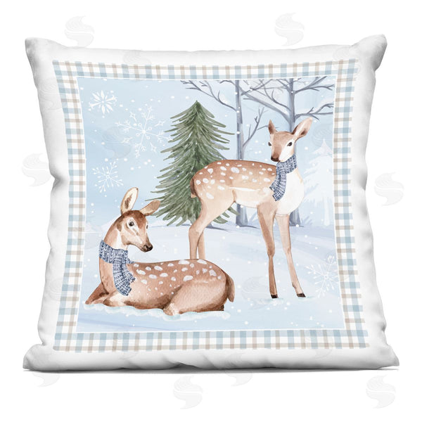 stupell industries Nicole DeCamp | Deer Wildlife Winter Gingham Printed Throw Pillow