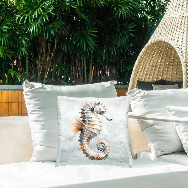 Stupell Industries Nicole DeCamp | Detailed Seahorse On Grey Printed Throw Pillow
