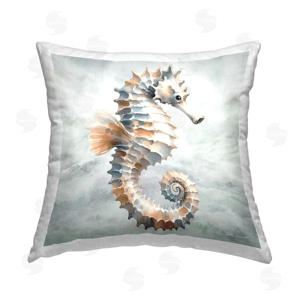 stupell industries Nicole DeCamp | Detailed Seahorse on Grey Printed Throw Pillow