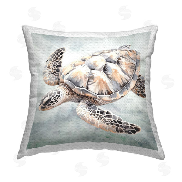 Stupell Industries Nicole DeCamp | Detailed Turtle On Grey Printed Throw Pillow