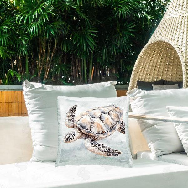 Stupell Industries Nicole DeCamp | Detailed Turtle On Grey Printed Throw Pillow